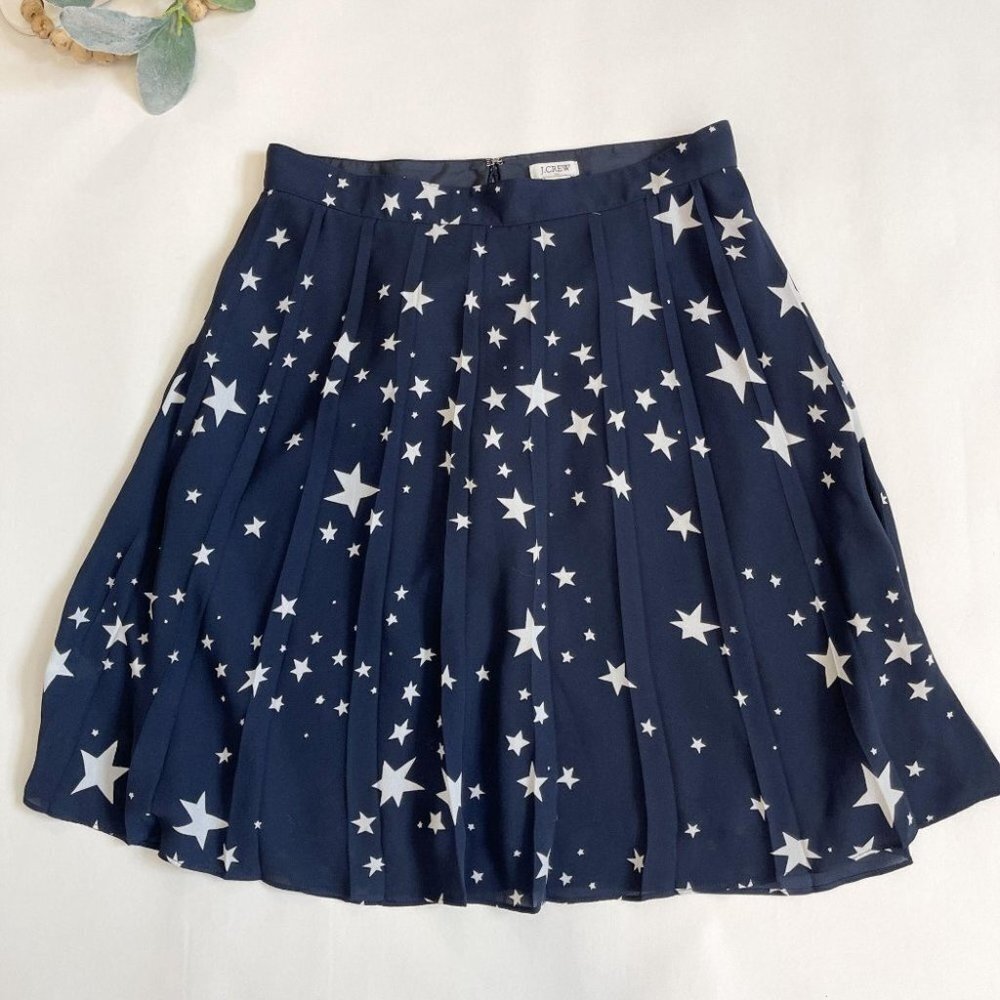 J Crew Navy /White Pleated Star Print Skirt 4
